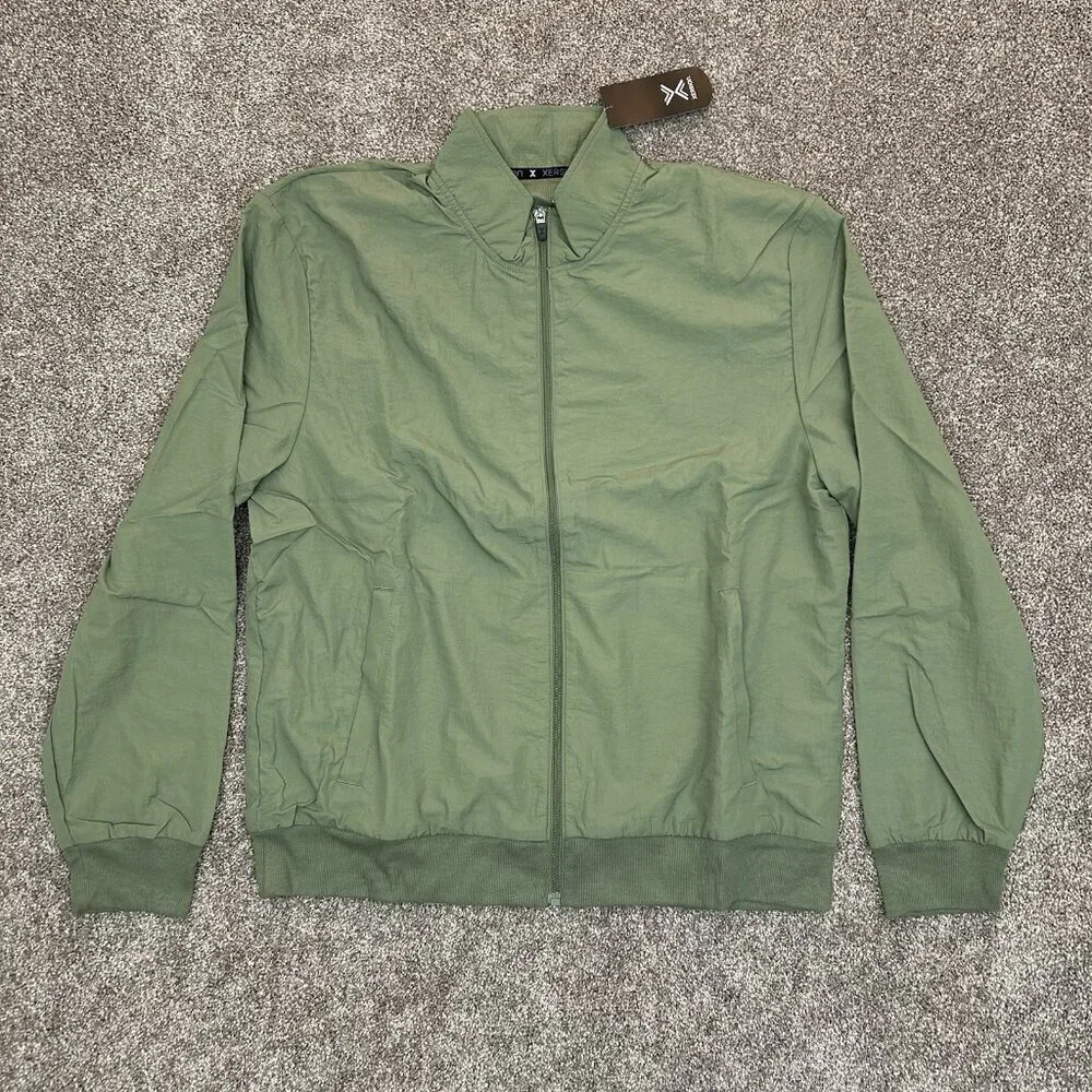 Xersion Men's Bomber Jacket Size L Green Full Zip Track Pockets Woven NWT $55